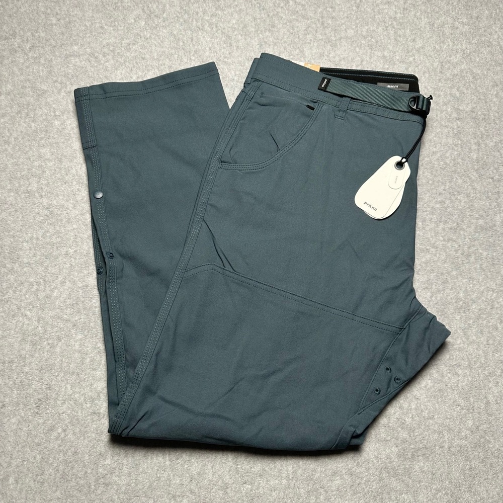 Prana Stretch Zion Slim Pant II Mens 38x30 Grey Blue Tapered Leg Hiking 1969831